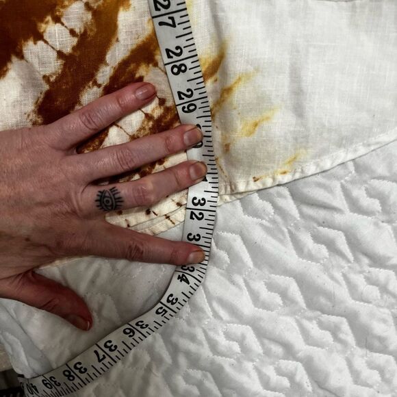 Xovi Linen Shirt Green Medium Tie Dye Tunic Length Pockets Convert Sleeves - Picture 11 of 13